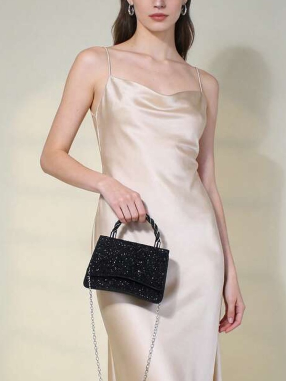 Elegant Sequin Top-Handle Bag in Fuchsia Pink - Picture 8 of 16